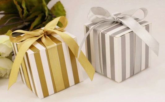 Gold & Silver Striped Decorative Box with Scented Sachet