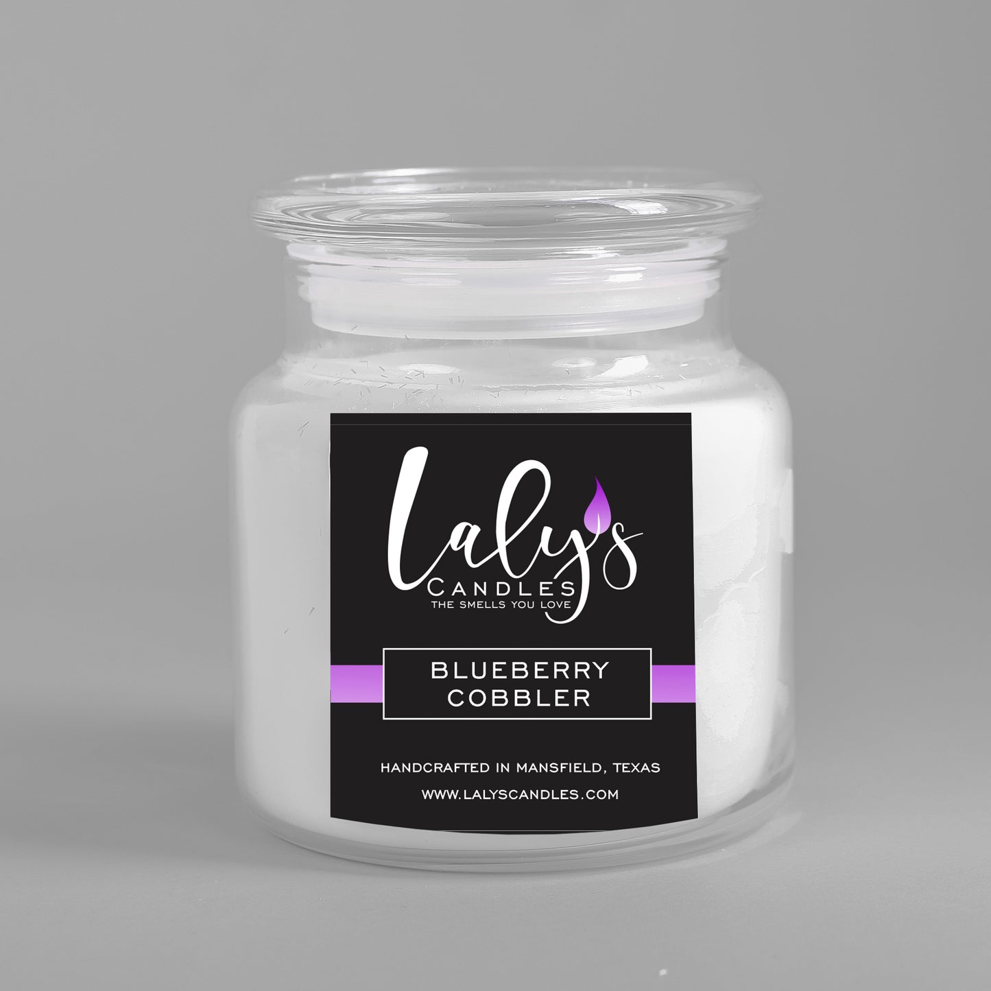 Thick glass jar candle with strong scent and non toxic fragrance oils. Clean burning and long lasting. Arlington, Mansfield, Midlothian.