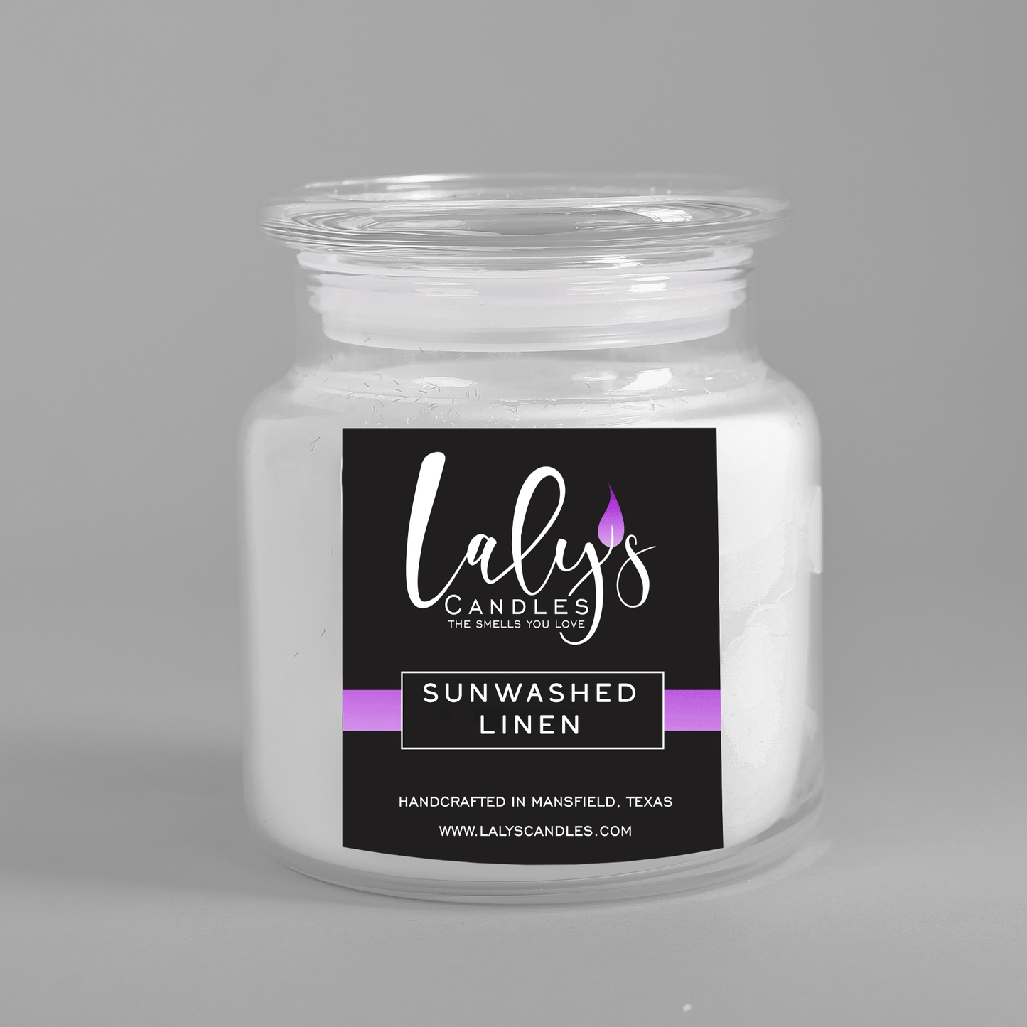Strong scented, clean burning candle with non toxic fragrance oils in a thick glass jar. Long lasting. Arlington, Mansfield, Midlothian.