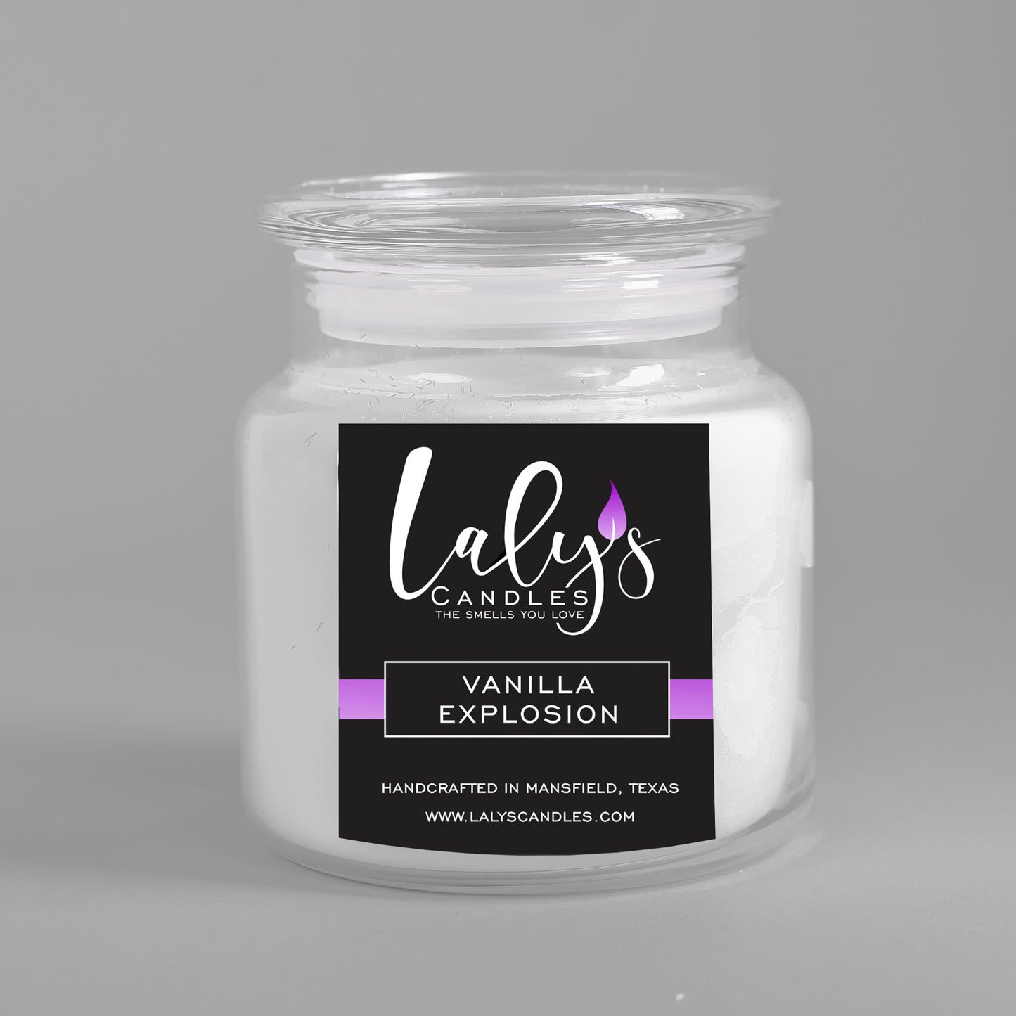 Strong scented, long lasting candle with clean burning formula and non toxic oils in thick glass jar. Arlington, Mansfield, Midlothian.